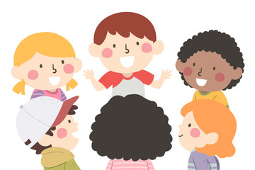 Kids Group Talk Illustration