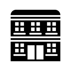 residential house property exterior view building solid black icon.
