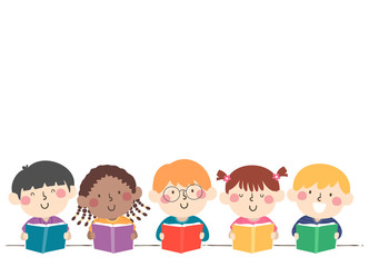 Kids Students Hold Book Illustration