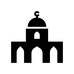 holly religious Islamic mosque for Muslims building solid black icon.