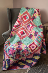 beautiful patchwork cover different shapes and colors 