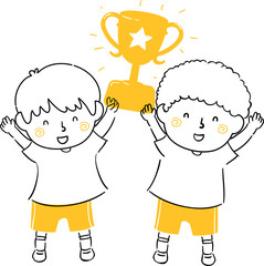 Kids Boys Share Success Illustration