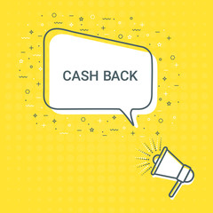 Megaphone With Cash Back Speech Bubble. Loudspeaker. Illustrations For Promotion Marketing For Prints And Posters, Menu Design, Shop Cards, Cafe, Restaurant Badges, Tags, Packaging etc.