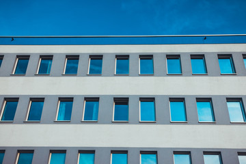 office building in cold blue colors