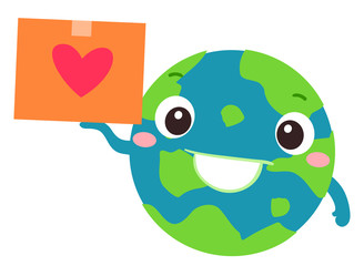 Earth Donation Mascot Global Package Illustration