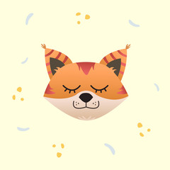Cute fox sleeping, flat design, vector illustration