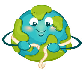 Mascot Earth World Obesity Awareness Illustration