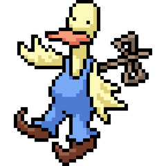 Obraz premium vector pixel art wind up doll