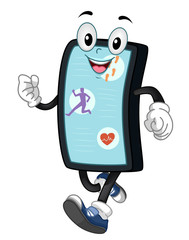 Mobile Mascot Fitness App Illustration