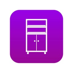 Wooden cabinet icon digital purple for any design isolated on white vector illustration