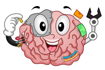 Brain Mascot Robotics Illustration