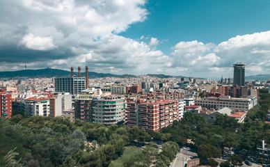 Fototapeta premium panorama of Barcelona with dramatic sky