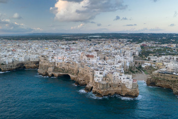 Naklejka premium Polignano a Mare, aerial view above the sea, Italy