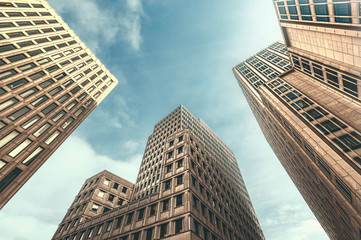 Obraz na płótnie Canvas vintage style skyscrapers with backlight
