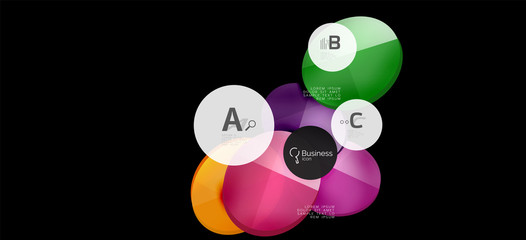 Retro colorful geometric background - circles on black, great design for any purposes. Creative minimal concept