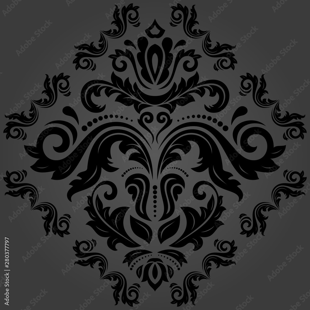 Wall mural orient vector classic dark pattern. seamless abstract background with vintage elements. orient backg