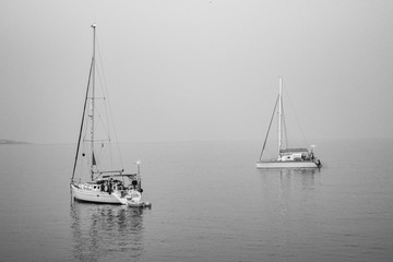 The boats in a calm sea