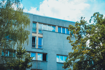 apartment building at east berlin in the summer
