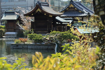 京都、神泉苑に浮かぶ竜王丸と善女龍王社