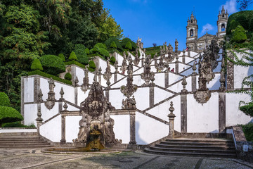 Braga, Portugal. Bom Jesus do Monte Sanctuary and Escadorio dos Cinco Sentidos aka Staircase of the...