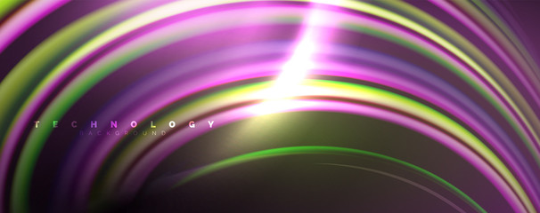 Fluid color waves with light effects, vector abstract background