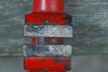 old iron shabby clamp vise in the workshop on the table