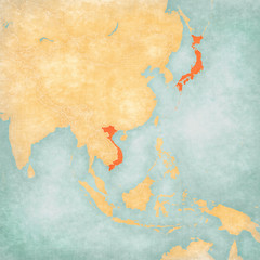 Map of East Asia - Japan and Vietnam