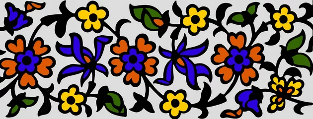 Tuinposter Bordüre mit stilisierten Blumen © Hannelore Aydin