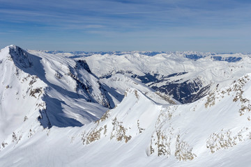 Fototapeta na wymiar Austrian Alps in winter.Alpine Alps mountain landscape at Tirol, Top of Europe