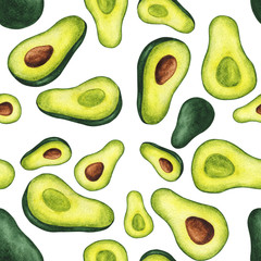 pattern of watercolor avocado 2