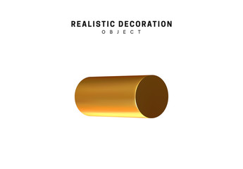 3d objects realistic metallic gold color. Geometric elements isolated on white background. Geometry shapes. vector illustration