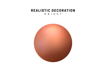 beige geometric shapes 3d round spherical objects. metal balls design elements. decorative element isolated on white background. Realistic vector illustration.