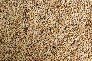White sesame seeds food background