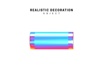 Realistic shape 3d objects with gradient holographic color of hologram. Decorative design elements isolated on white background. vector illustration