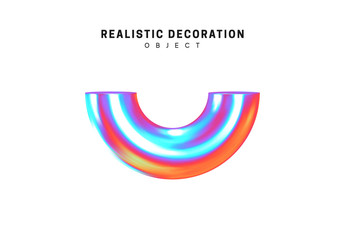 Realistic shape 3d objects with gradient holographic color of hologram