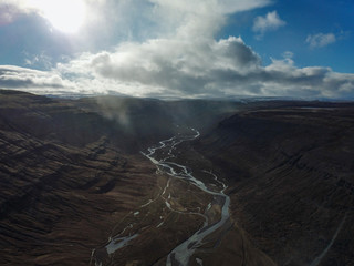 vue aérienne rivière en Islande