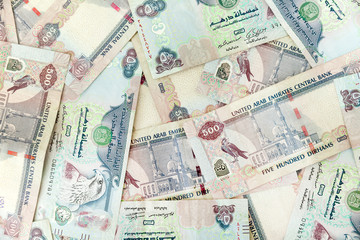 UAE dirhams, closeup view