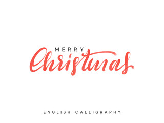 Text Merry Christmas. Xmas hand drawn calligraphy lettering