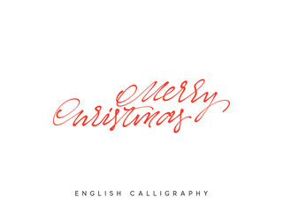 Fototapeta na wymiar Text Merry Christmas. Xmas hand drawn calligraphy lettering
