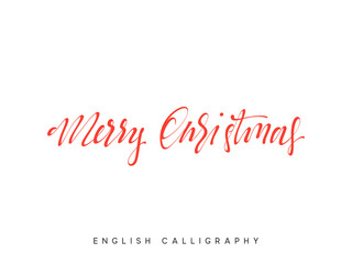 Text Merry Christmas. Xmas hand drawn calligraphy lettering