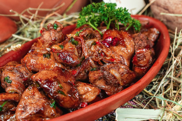 Barbecue - a traditional dish of the inhabitants of the Caucasus. Govadian, lamb, veal, grilled according to the Georgian recipe. National cuisine