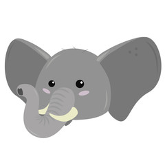 gray elephant head vector drawing