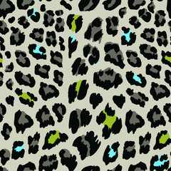 Fototapeta premium Leopard spot pattern with blue and green