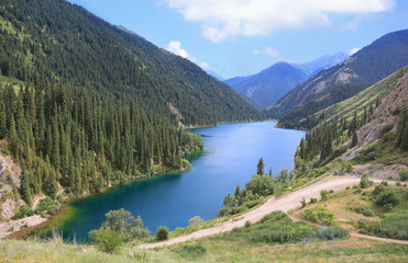 Fototapeta na wymiar Magnificent view of the Kolsay lakes in Kazakhstan