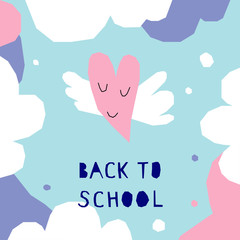 Back to school. Handmade childish crafted background for design school party advertising, kids gift card, bag print, school wallpaper, education school advertising etc.