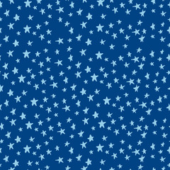Simple kids seamless background of sky with hand drawn stars, moon,sun,clouds for wrapping - 280394358
