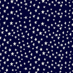 Simple kids seamless background of sky with hand drawn stars, moon,sun,clouds for wrapping - 280394384