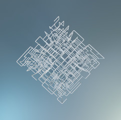 The white maze cube. Square mesh abstract lines. 3d rendering.