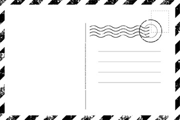 Blank vintage post card template with stamp.vector illustration