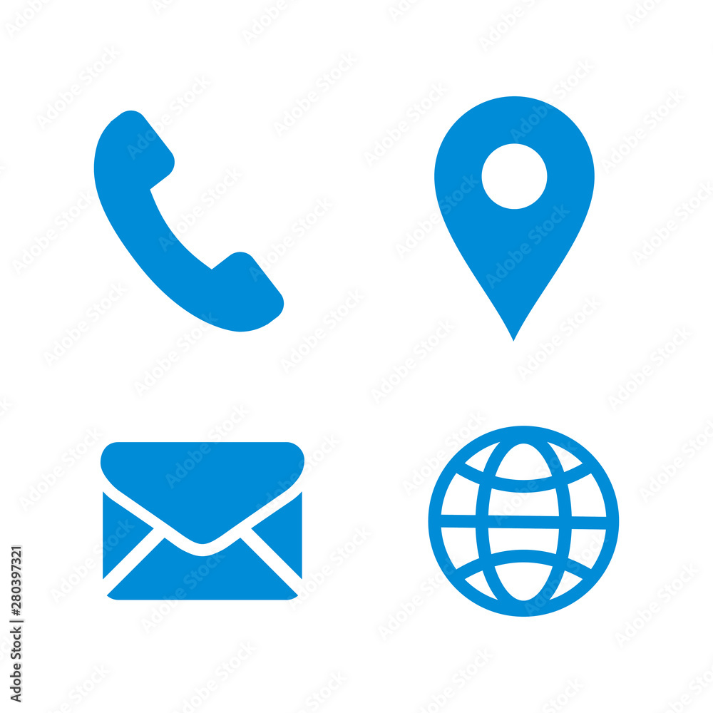 Poster contact us icons set, web icon set symbol vector. symbol for web site computer and mobile vector.